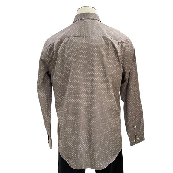 Artefact Mens Slim Fit Dress Shirt XL Brown & White Pattern - Picture 6 of 8